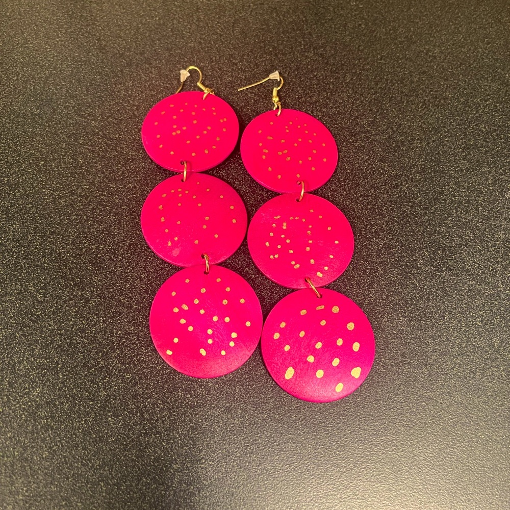Pink and Gold Dotted Earrings